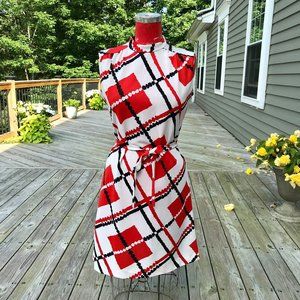 1970's Funky Plaid Shift-Tie Dress (VINTAGE)